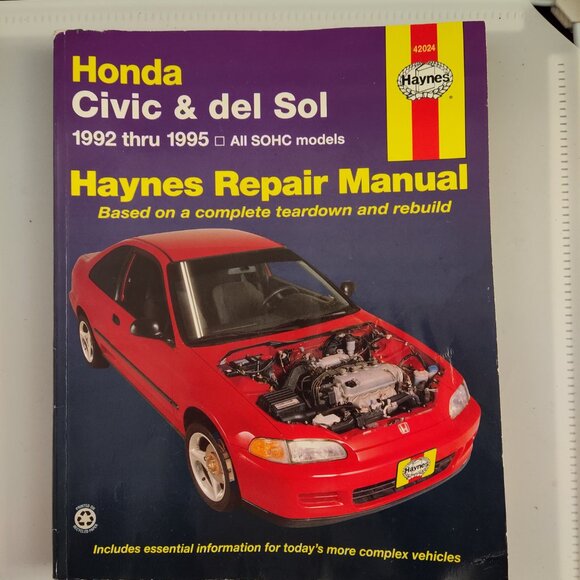 Honda Civic & del Sol: 1992 thru 1995 All SOHC models Haynes Repair Manual - Picture 1 of 2